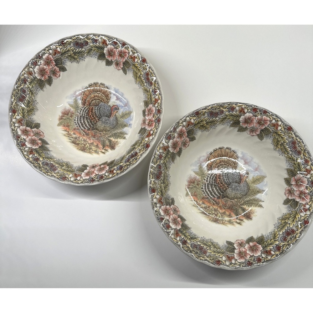 Churchill Queens Myott Factory Thanksgiving Serving Vegtable Bowls 9"  Set Lot 2
